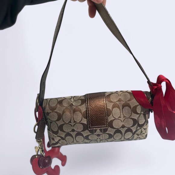 🤎 2005 Vintage Y2K Coach Signature Sufflette Soho Snakeskin Copper Buckle Bag - Picture 4 of 7